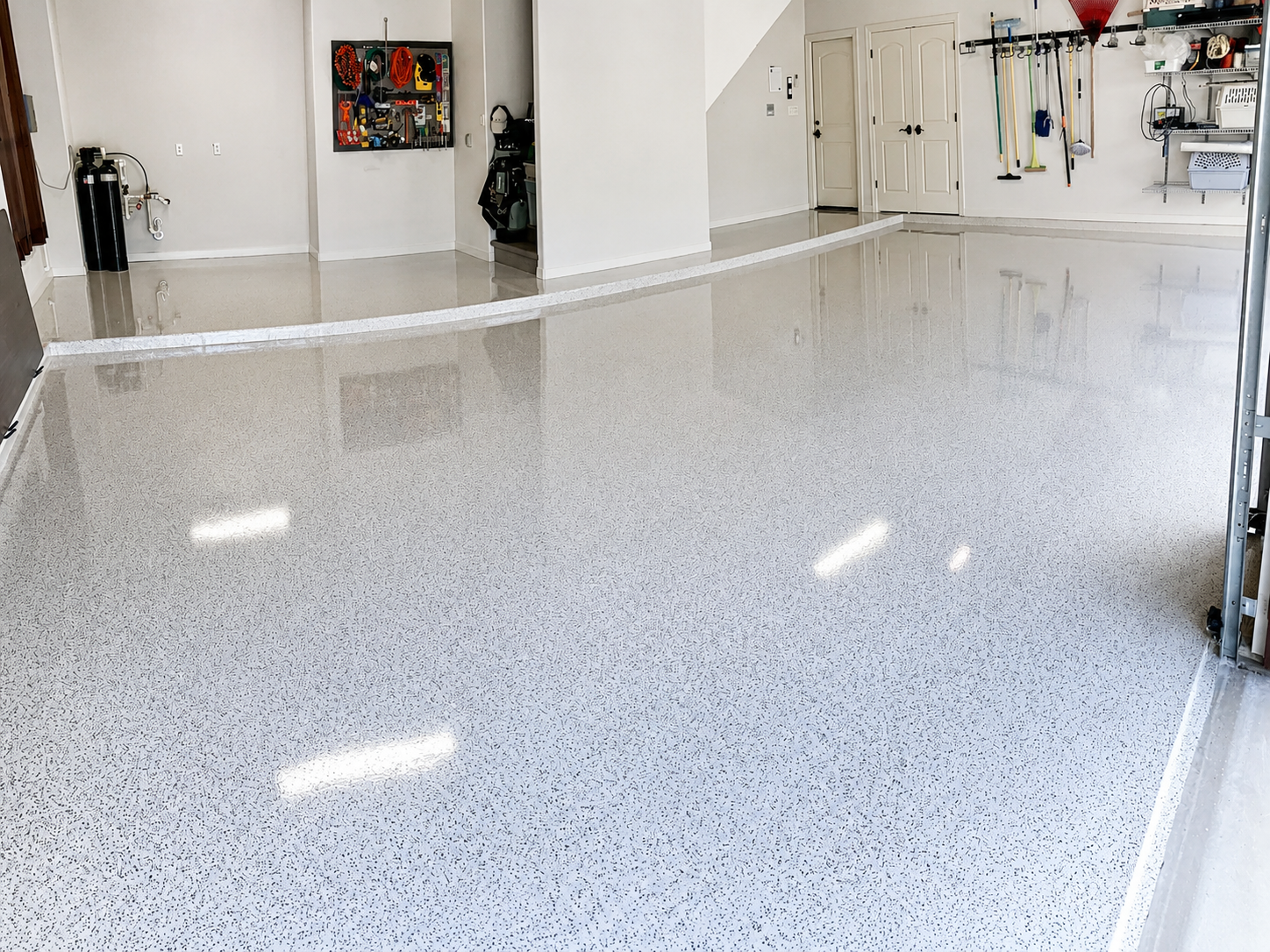 Chipped epoxy garage floor, Austin TX