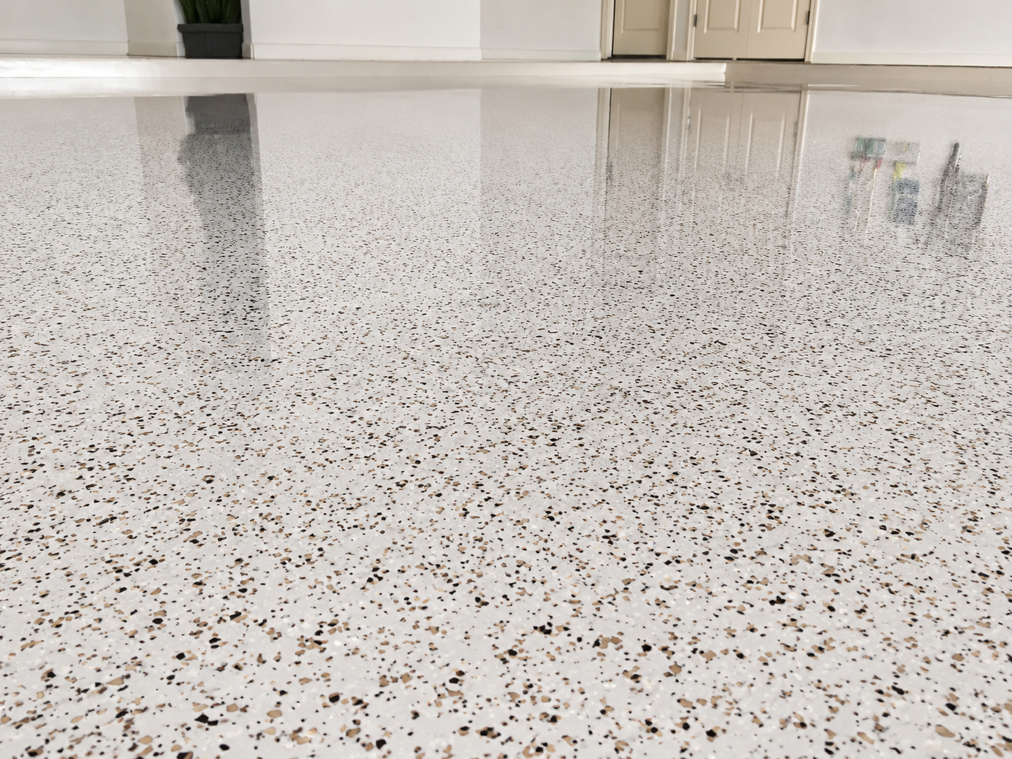 Chipped epoxy garage floor, Austin TX