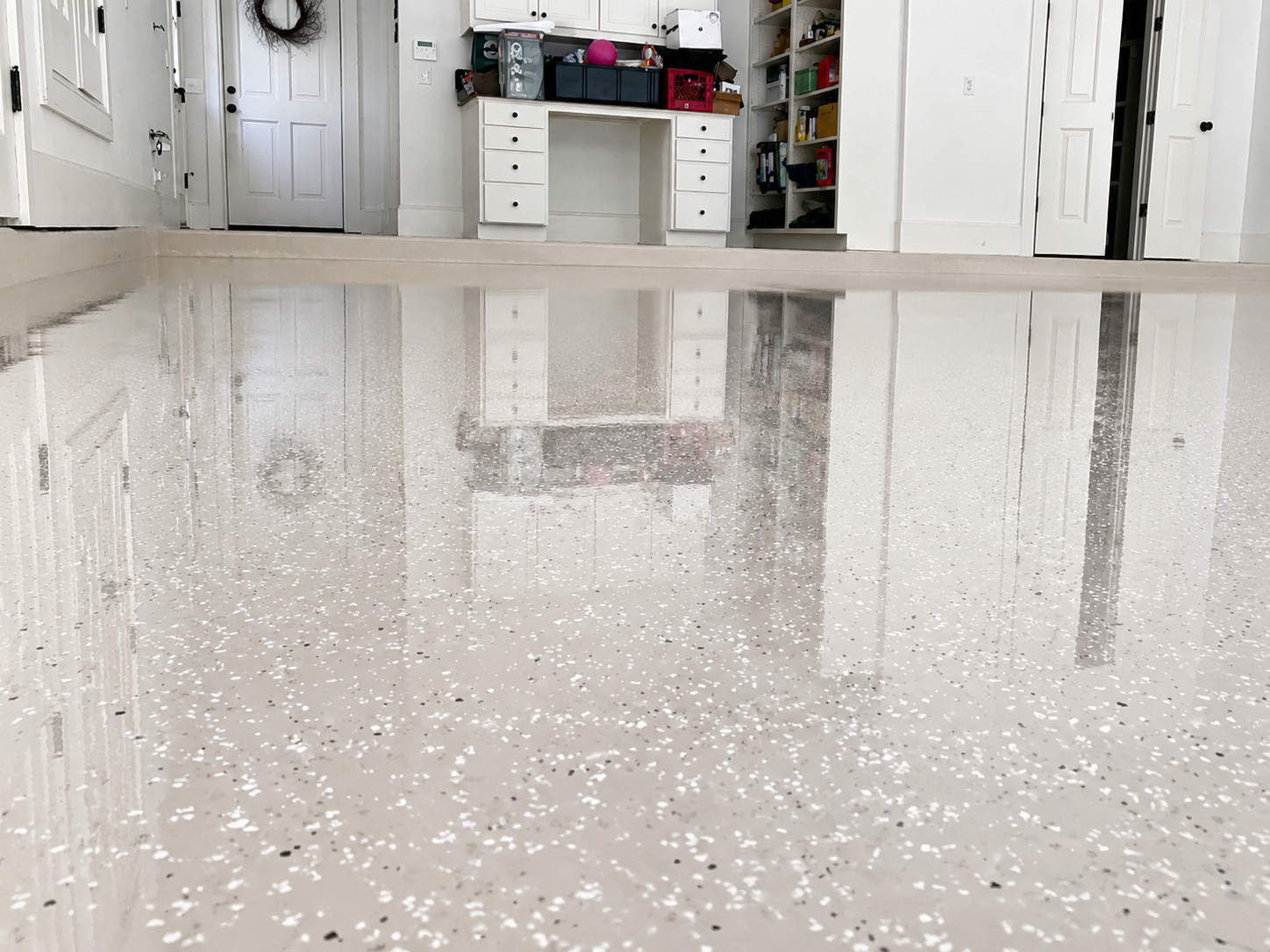 Chipped epoxy garage floor, Austin TX