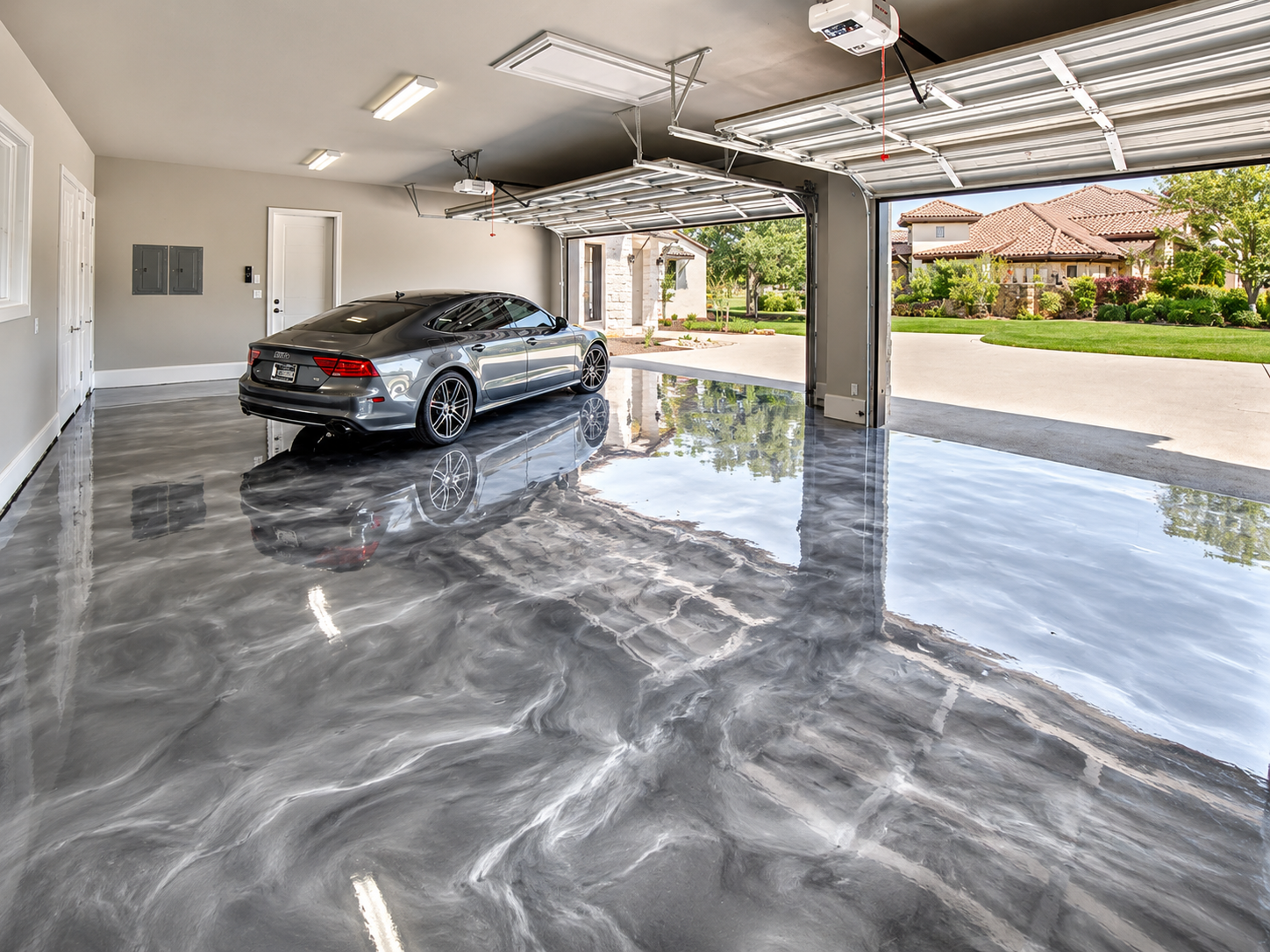 Metallic epoxy floor finish, Austin TX