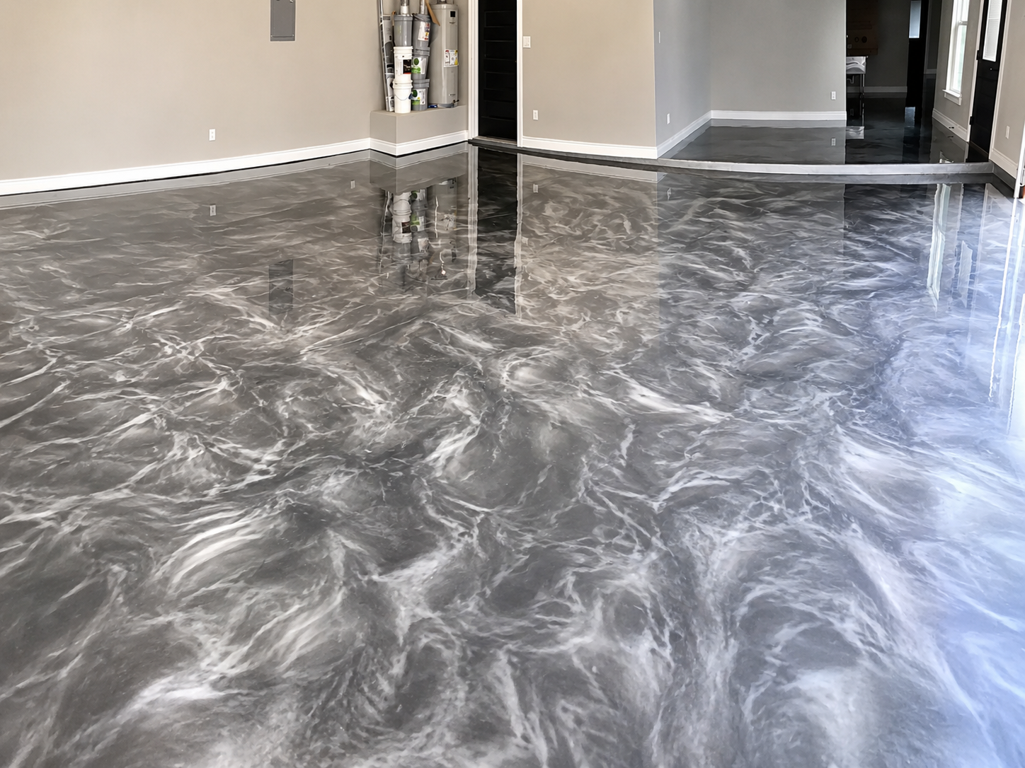 Metallic epoxy floor finish, Austin TX