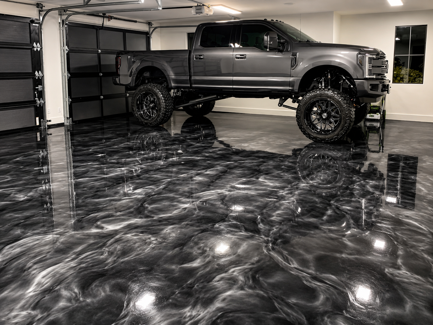 Metallic epoxy floor finish, Austin TX