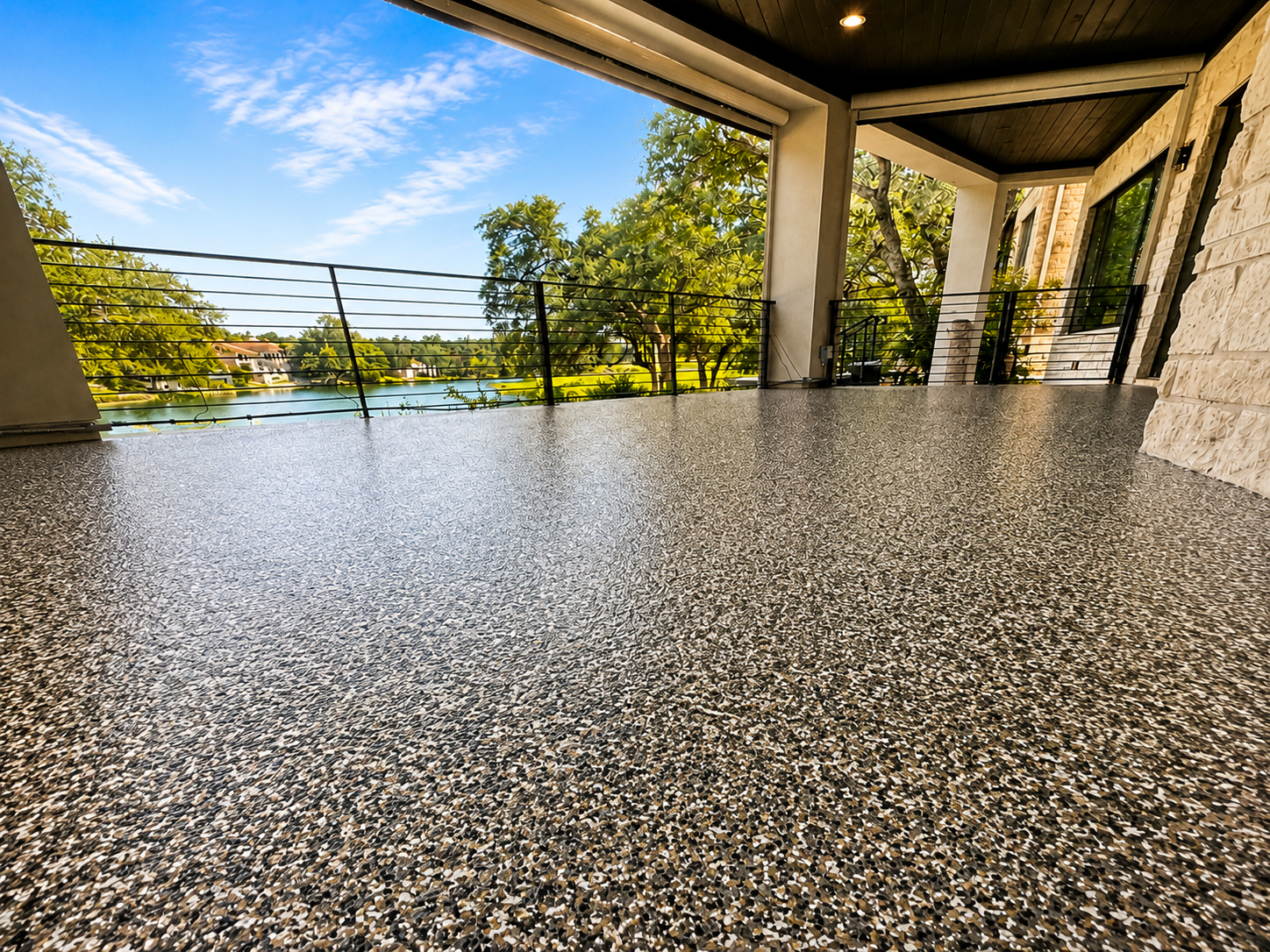 Outdoor patio polyaspartic epoxy coating, Austin TX