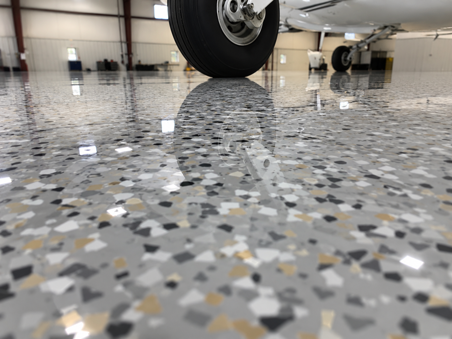 Airplane hangar epoxy floor, project 9